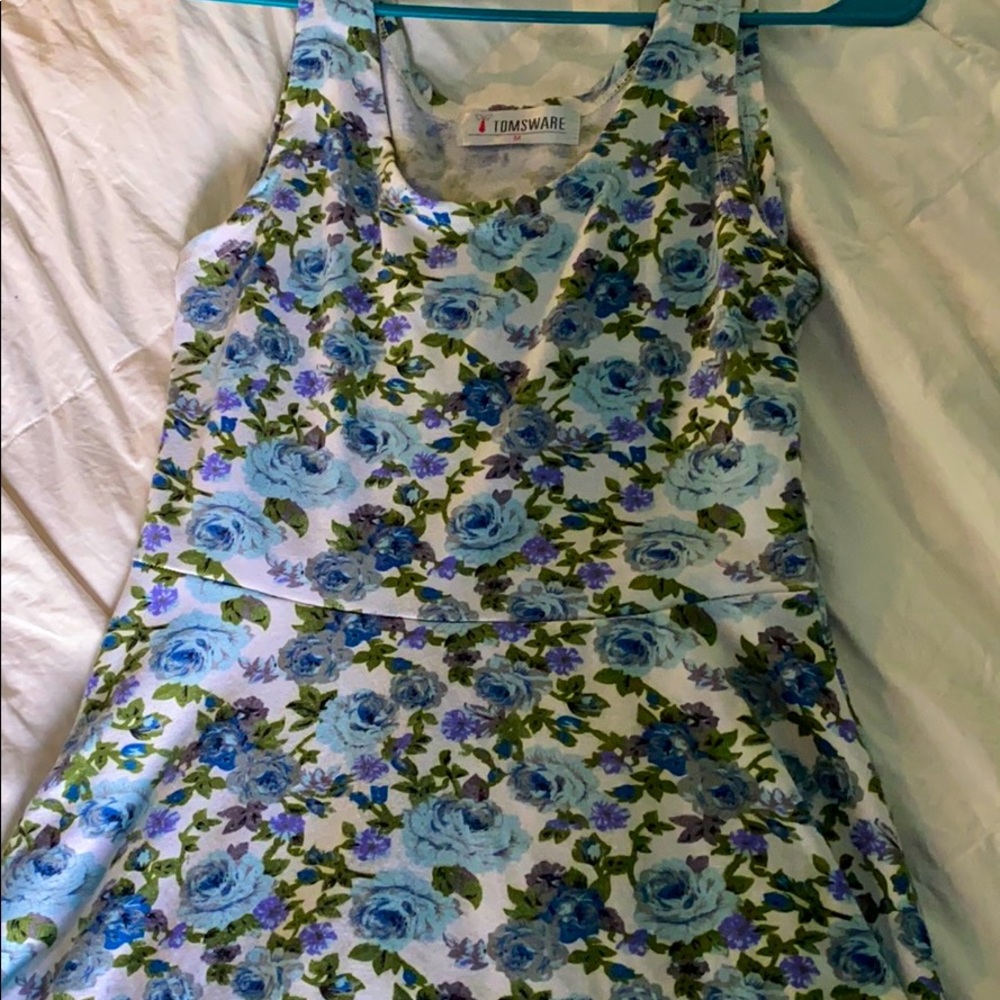 Blue floral print dress